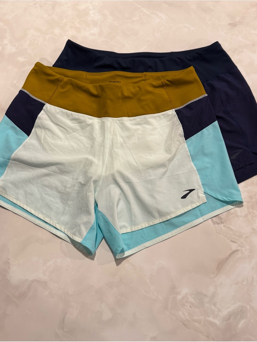 Brooks set of Two Women’s Athletic Shorts — color-block and Navy